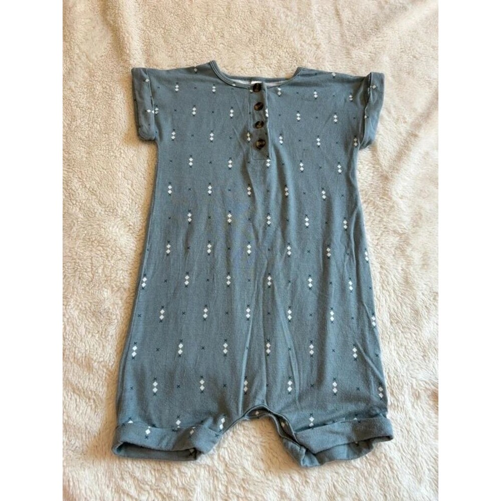 Lou Lou and Company 4-5Y Shortie Snap Romper Steel Blue